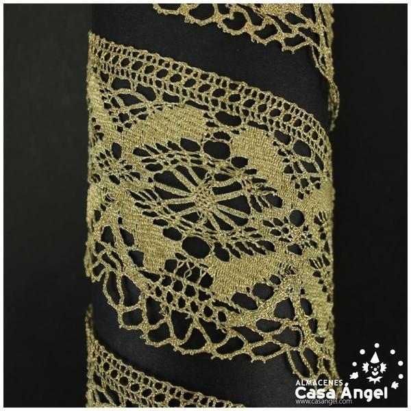 PUNTILLA DE BOLILLO CON HILO METALIZADO ORO SERIE GAVI 65mm