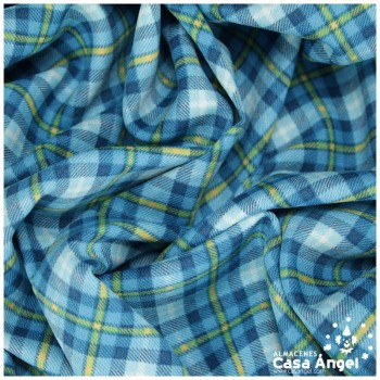 TELA AZUL DE CUADROS TARTÁN SARGA TWILL 150cm