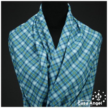 TELA AZUL DE CUADROS TARTÁN SARGA TWILL 150cm