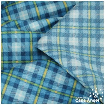 TELA AZUL DE CUADROS TARTÁN SARGA TWILL 150cm