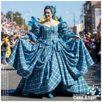 TELA AZUL DE CUADROS TARTÁN SARGA TWILL 150cm