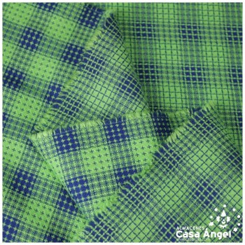 TEJIDO PLANO CUADROS AZUL VERDE SARGA 150cm