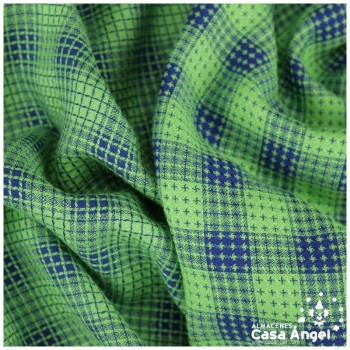 TEJIDO PLANO CUADROS AZUL VERDE SARGA 150cm