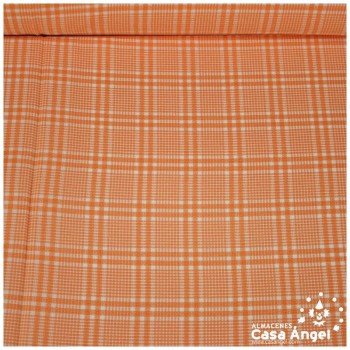 TEJIDO FINO A CUADROS SALMON Y BLANCO 150cm