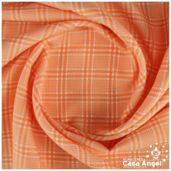 TEJIDO FINO A CUADROS SALMON Y BLANCO 150cm