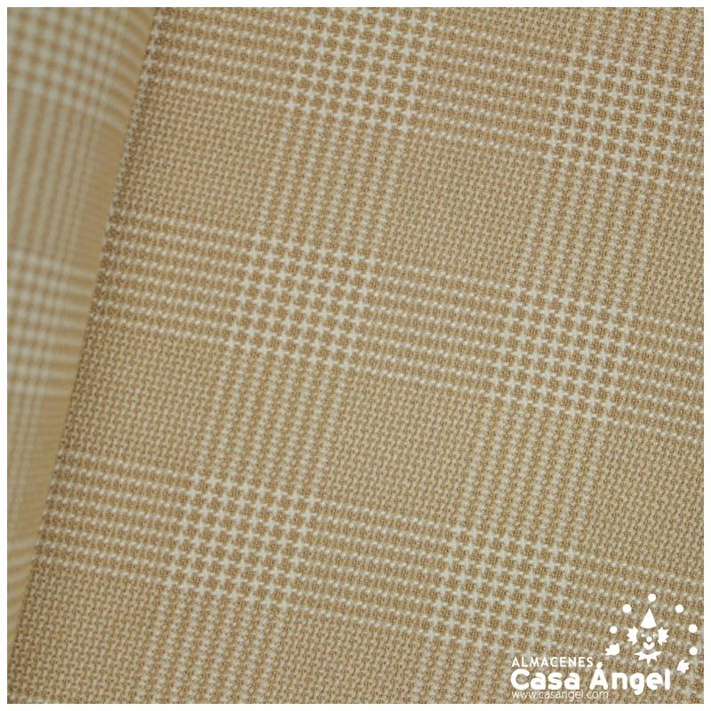 TEJIDO SARGA CUADRO PATA DE GALLO BEIGE 150cm