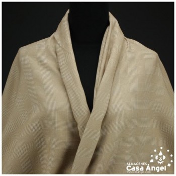 TEJIDO SARGA CUADRO PATA DE GALLO BEIGE 150cm