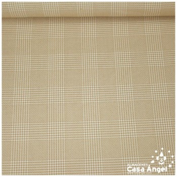 TEJIDO SARGA CUADRO PATA DE GALLO BEIGE 150cm