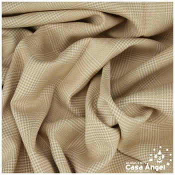 TEJIDO SARGA CUADRO PATA DE GALLO BEIGE 150cm