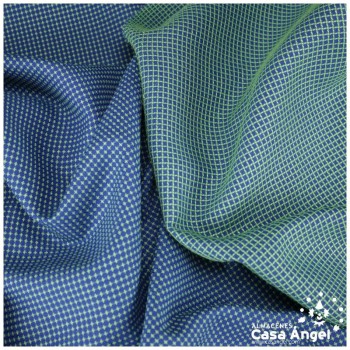 TEJIDO BICOLOR REVERSIBLE CUADROS ESTRELLAS 150cm