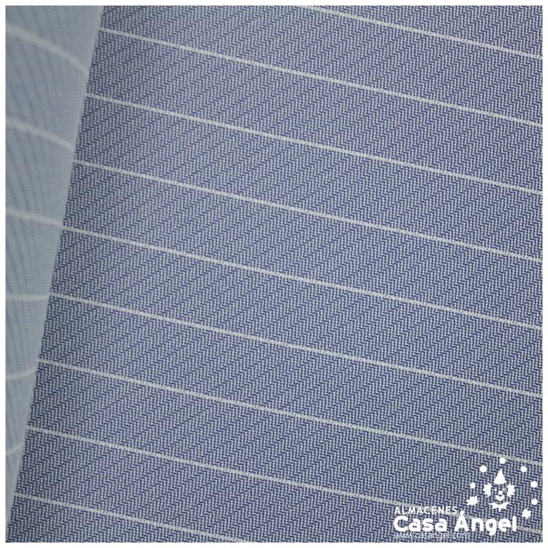 TEJIDO SARGA PATRÓN ESPIGA AZUL RAYA BLANCA 150cm
