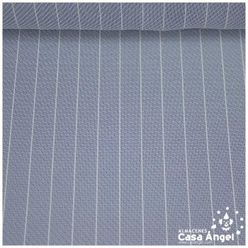 TEJIDO SARGA PATRÓN ESPIGA AZUL RAYA BLANCA 150cm