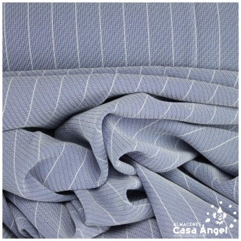 TEJIDO SARGA PATRÓN ESPIGA AZUL RAYA BLANCA 150cm