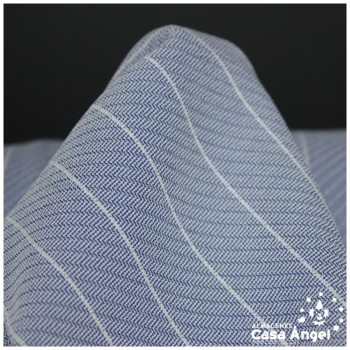 TEJIDO SARGA PATRÓN ESPIGA AZUL RAYA BLANCA 150cm
