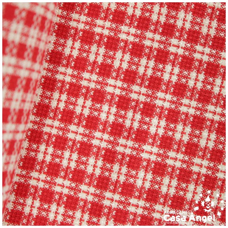 TEJIDO LANOSO CUADROS ROJO BLANCO 150cm