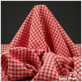 TEJIDO LANOSO CUADROS ROJO BLANCO 150cm