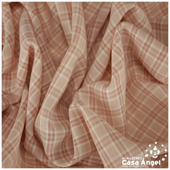 CRESPÓN DE CUADROS ROSA EMPOLVADO SERIE MIZA 150cm