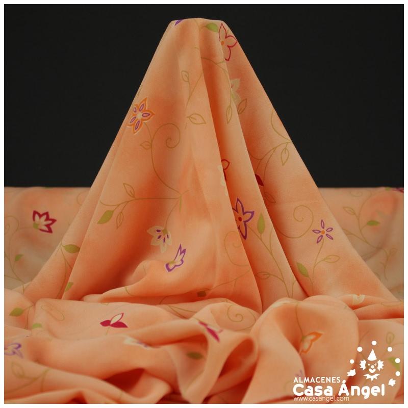 CRESPÓN SALMÓN ESTAMPADO FLORAL 150cm
