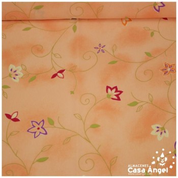 CRESPÓN SALMÓN ESTAMPADO FLORAL 150cm
