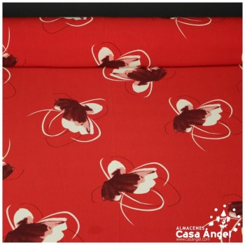 CRESPÓN ROJO ESTAMPADO FLORAL 150cm