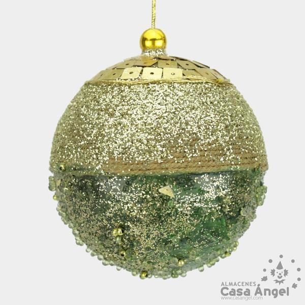 BOLAS DE NAVIDAD CON ESCARCHA VERDE 9cm SET 6 UNIDADES