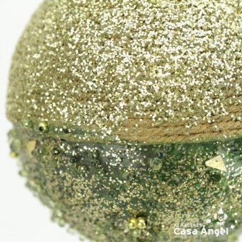 BOLAS DE NAVIDAD CON ESCARCHA VERDE 9cm SET 6 UNIDADES
