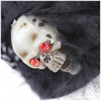 MINI SOMBRERO CON CALAVERA Y TOCADO