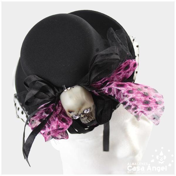 MINI SOMBRERO CON CALAVERA CON LAZO