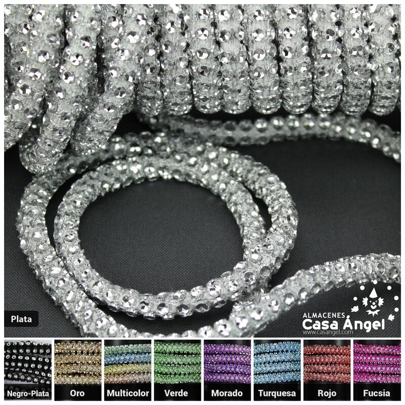 CORDÓN IMITACIÓN STRASS EN COLORES SOBRE BASE TEXTIL 10mm