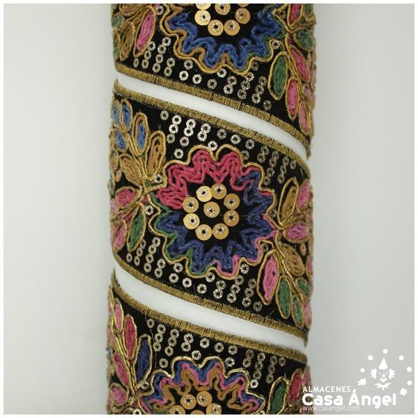 CINTA JACQUARD TAPACOSTURAS BORDADO FLORES MULTICOLOR 55mm