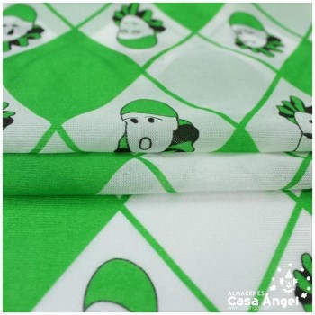 RASETE ESTAMPADO PIERROT ROMBOS VERDE 150cm