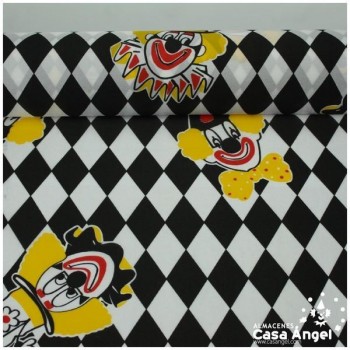 RASETE ESTAMPADO CON ROMBOS Y PAYASOS 150cm