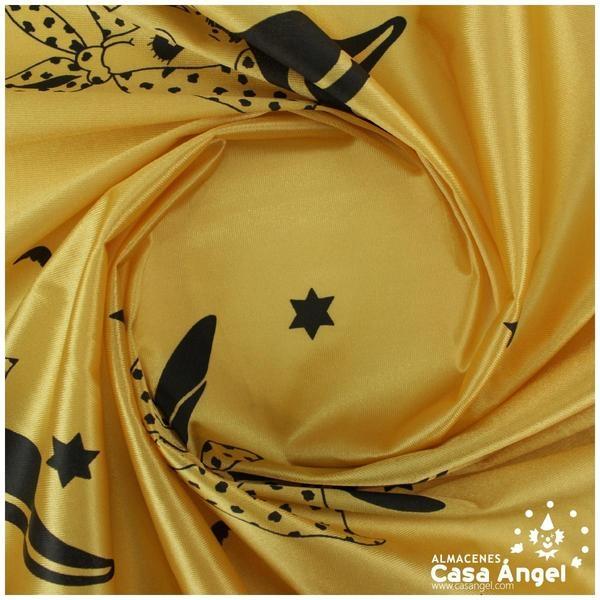 RASETE NEGRO ESTAMPADO CON ESTRELLAS Y BRUJAS 150cm