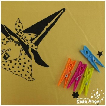 RASETE NEGRO ESTAMPADO CON ESTRELLAS Y BRUJAS 150cm