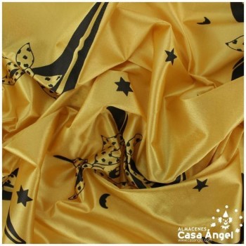 RASETE NEGRO ESTAMPADO CON ESTRELLAS Y BRUJAS 150cm