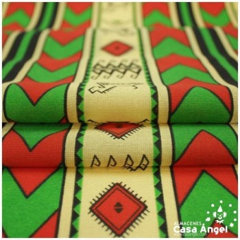 RASETE ESTAMPADO TRIBAL SERIE AZTEKA ORO 150cm