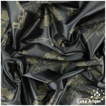 RASETE NEGRO ESTAMPADO CON INDIOS 150cm