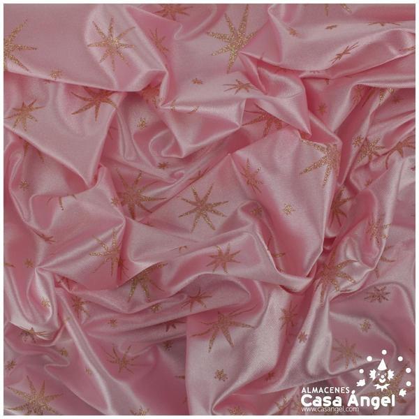 RASETE ROSA CON ESTRELLAS DE PURPURINA 150cm