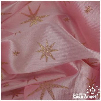 RASETE ROSA CON ESTRELLAS DE PURPURINA 150cm