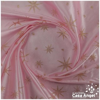 RASETE ROSA CON ESTRELLAS DE PURPURINA 150cm