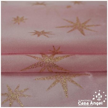 RASETE ROSA CON ESTRELLAS DE PURPURINA 150cm