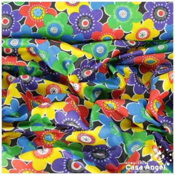 RASETE ESTAMPADO FLORES MULTICOLOR 150cm