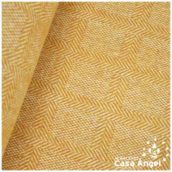 TWILL AMARILLO LABRADO A CUADROS DE ESPINA DE PEZ 150cm