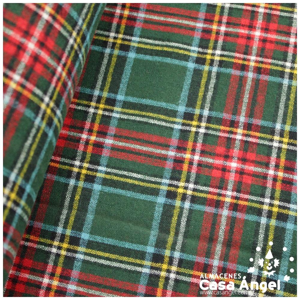 SARGA TARTÁN CUADRO ESCOCÉS ROJO Y VERDE SOBRE NEGRO 150cm