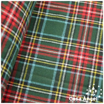 SARGA TARTÁN CUADRO ESCOCÉS ROJO Y VERDE SOBRE NEGRO 150cm