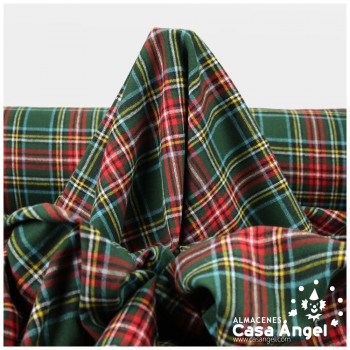 SARGA TARTÁN CUADRO ESCOCÉS ROJO Y VERDE SOBRE NEGRO 150cm