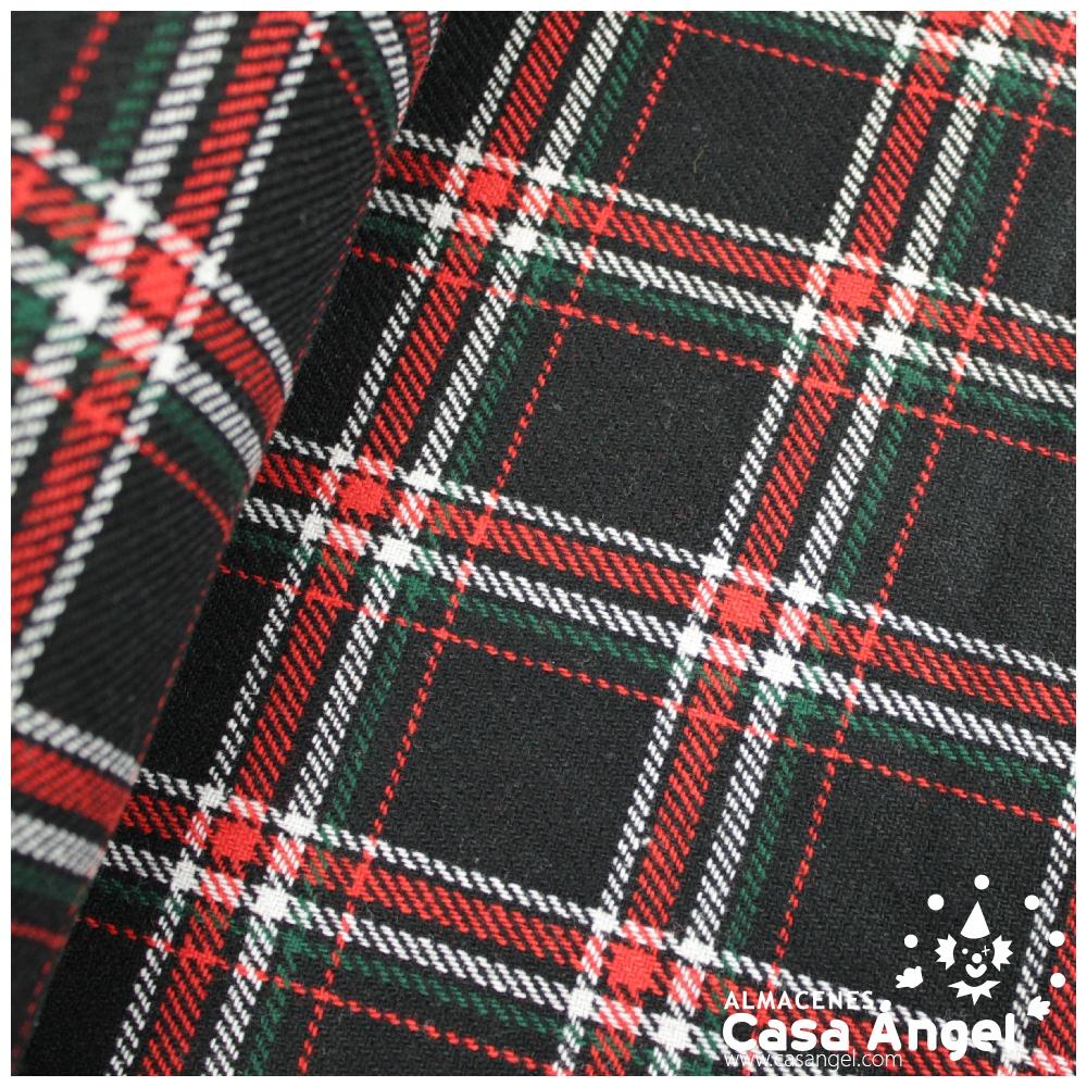 SARGA TARTÁN CUADRO ESCOCÉS ROJO Y VERDE SOBRE NEGRO 150cm
