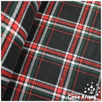 SARGA TARTÁN CUADRO ESCOCÉS ROJO Y VERDE SOBRE NEGRO 150cm