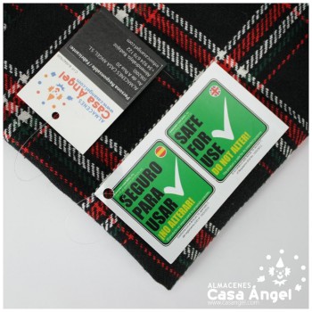 SARGA TARTÁN CUADRO ESCOCÉS ROJO Y VERDE SOBRE NEGRO 150cm