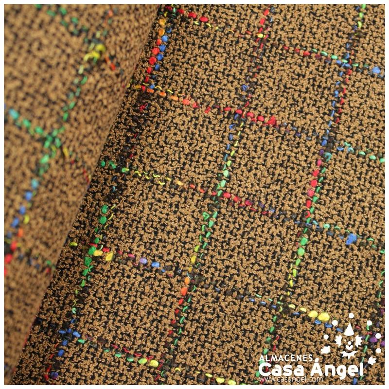 TELA CHANEL TOSTADO DE CUADROS FINOS MULTICOLOR 145cm